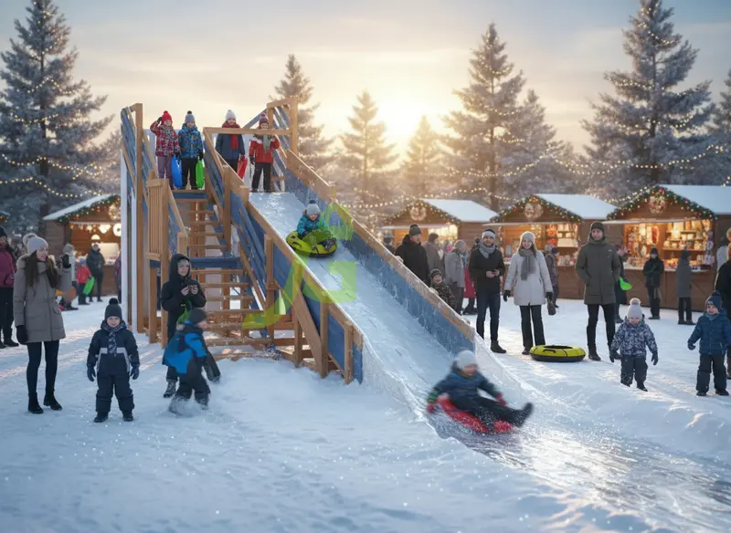 картинка Детская деревянная зимняя горка "IgraGrad Snow Fox", скат 5,9 м мод.3 от магазина ИграГрад