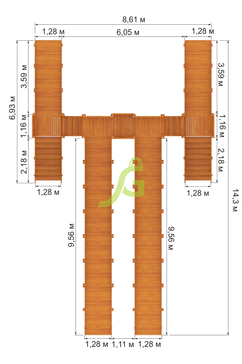 Зимняя горка "IgraGrad Snow Fox", 4 ската