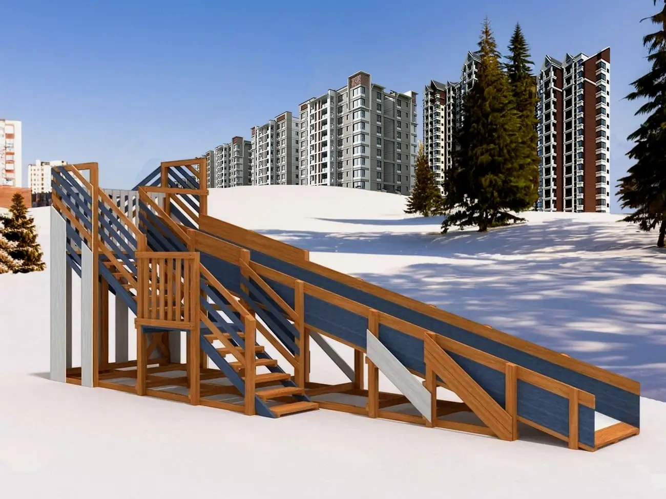 картинка Зимняя горка "IgraGrad Snow Fox", скат 8 м мод.3 от магазина ИграГрад