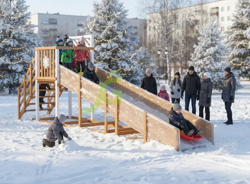 картинка Зимняя горка "IgraGrad Snow Fox", скат 5 м мод.2 от магазина ИграГрад