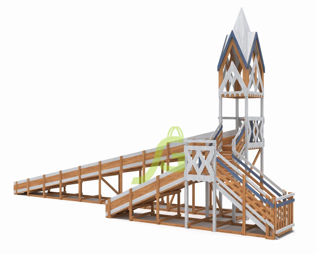 Зимняя деревянная горка "IgraGrad Snow Fox 12 м" с двумя скатами мод.124