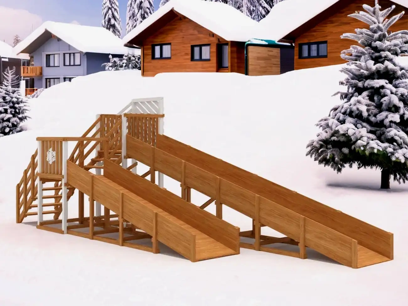 картинка Зимняя горка "IgraGrad Snow Fox", скат 8+5 м мод.3 от магазина ИграГрад