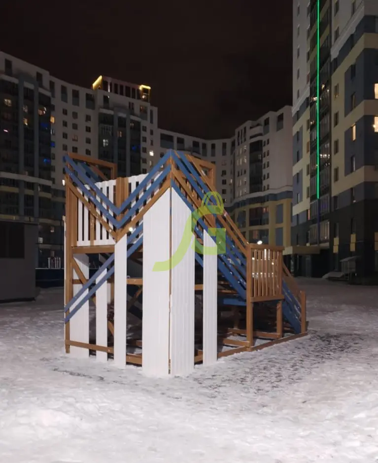 Детская деревянная зимняя горка "IgraGrad Snow Fox", скат 5,9 м мод.3