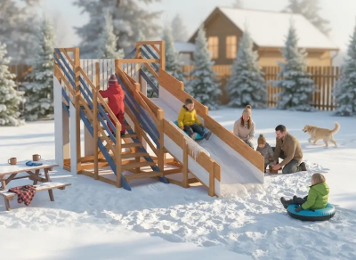 картинка Деревянная зимняя горка "IgraGrad Snow Fox", длина ската 4 м мод.3 от магазина ИграГрад