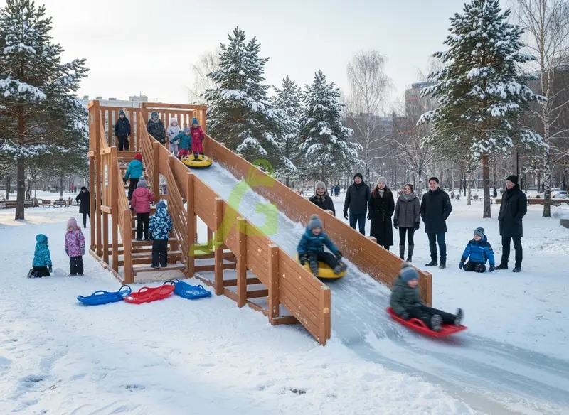 картинка Зимняя горка "IgraGrad Snow Fox", скат 8 м от магазина ИграГрад