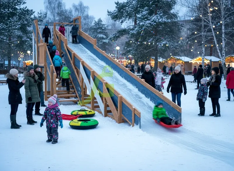 картинка Зимняя деревянная горка "IgraGrad Snow Fox", скат 10 м мод.4 от магазина ИграГрад