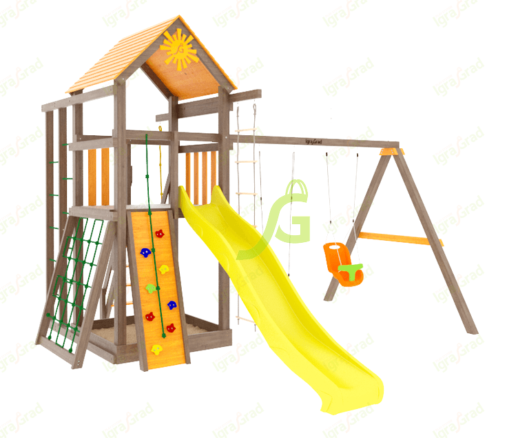 картинка Детская площадка IgraGrad Панда Фани Fort с сеткой от магазина ИграГрад