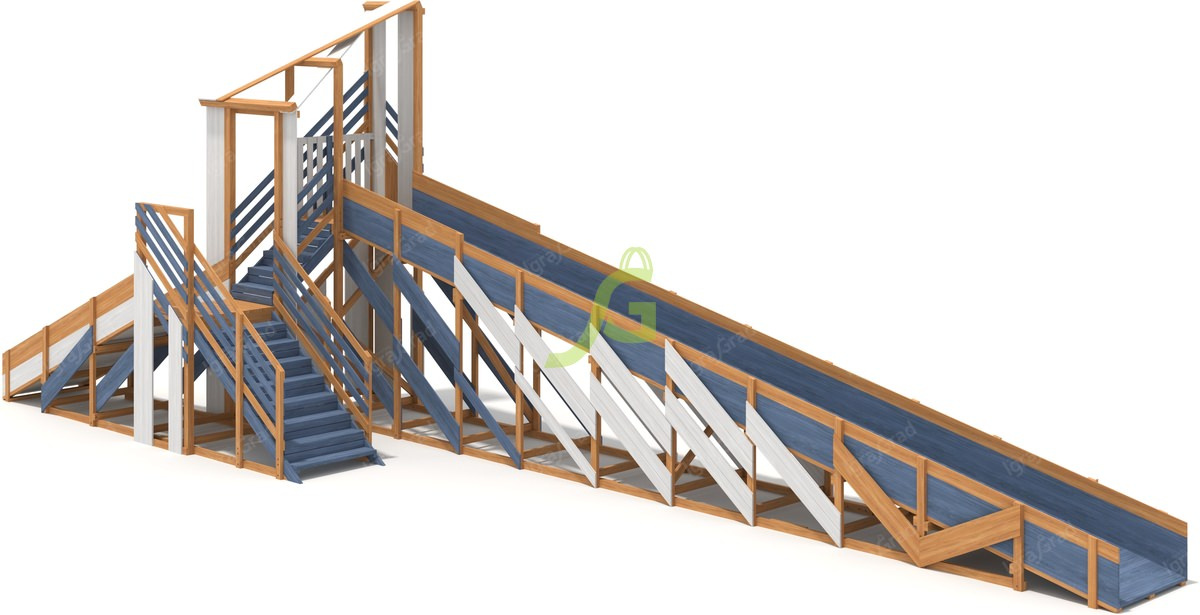 картинка Зимняя деревянная горка "IgraGrad Snow Fox 12 м" с двумя скатами мод.4 от магазина ИграГрад