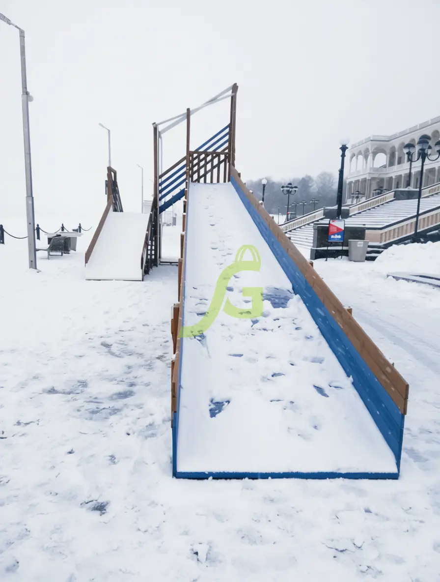 Зимняя деревянная горка "IgraGrad Snow Fox 12 м" с двумя скатами мод.3