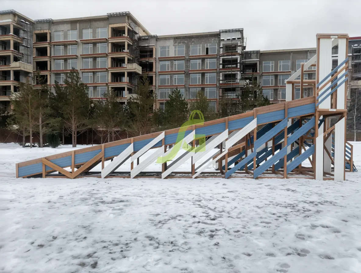 Зимняя деревянная горка "IgraGrad Snow Fox 12 м" с двумя скатами мод.3