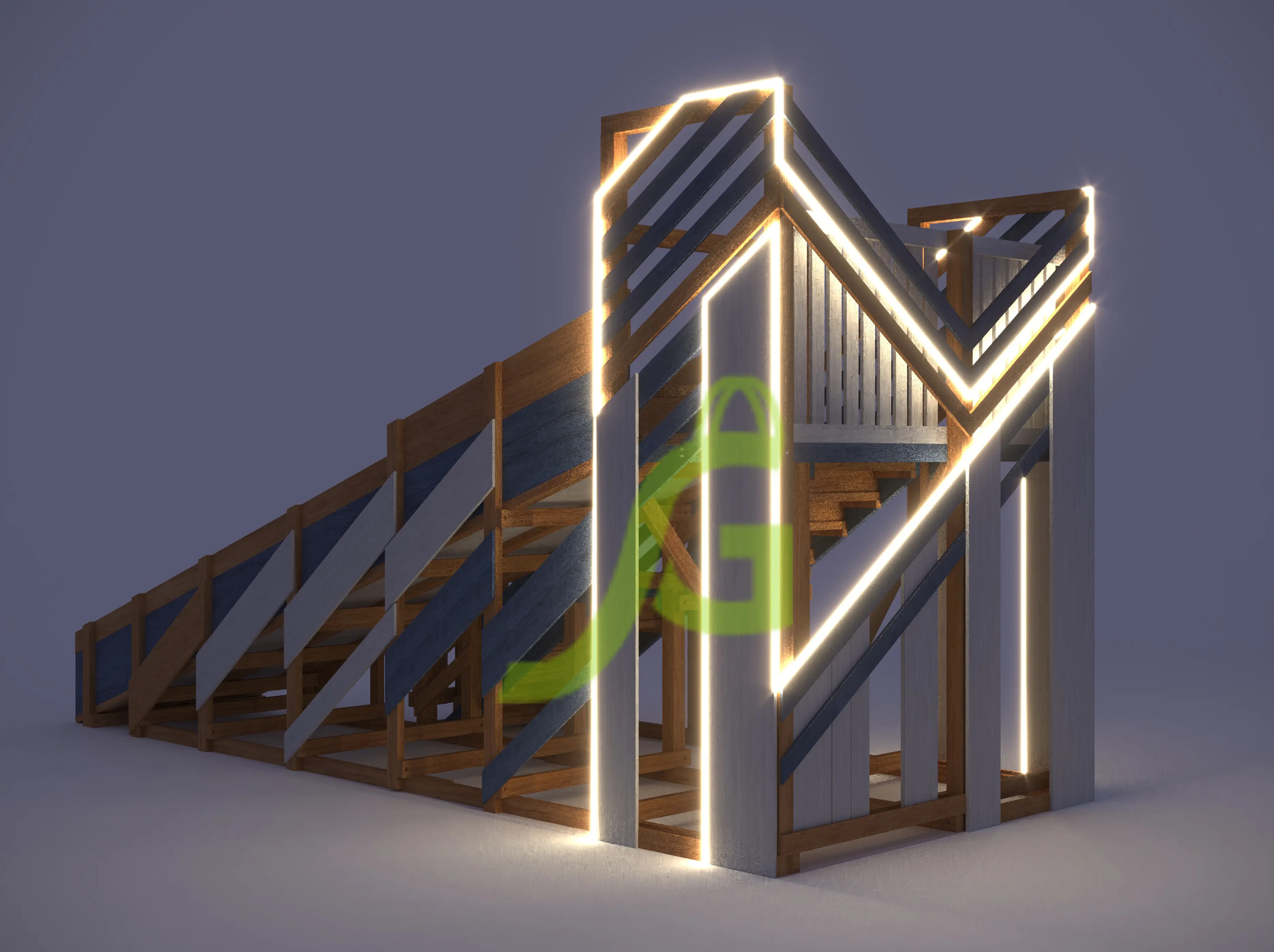 Детская деревянная зимняя горка "IgraGrad Snow Fox", скат 5,9 м мод.3