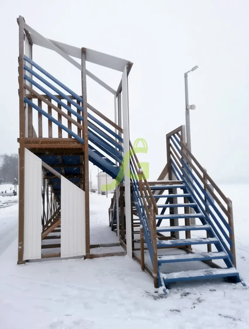 Зимняя деревянная горка "IgraGrad Snow Fox 12 м" с двумя скатами мод.3