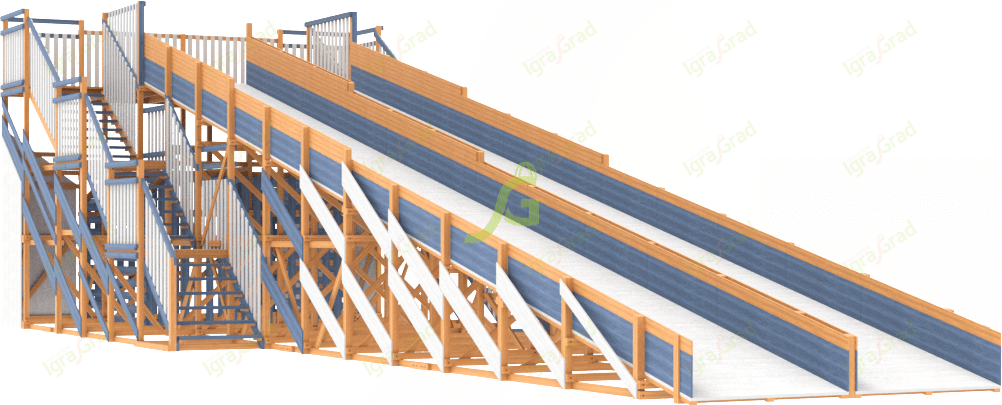 картинка Зимняя деревянная горка IgraGrad Snow Fox, скат 18 м мод.2 от магазина ИграГрад