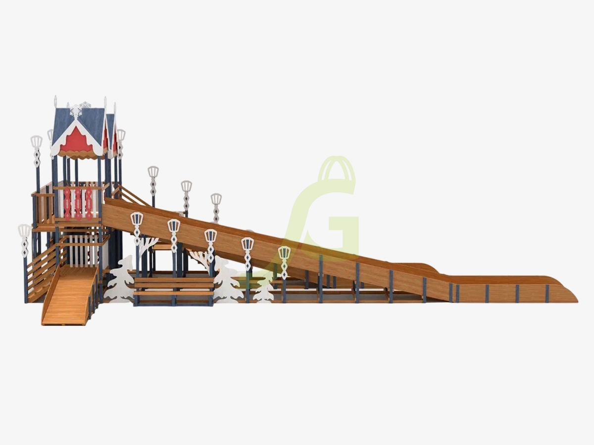 Зимняя деревянная горка "IgraGrad Snow Fox 17" с тремя скатами V3