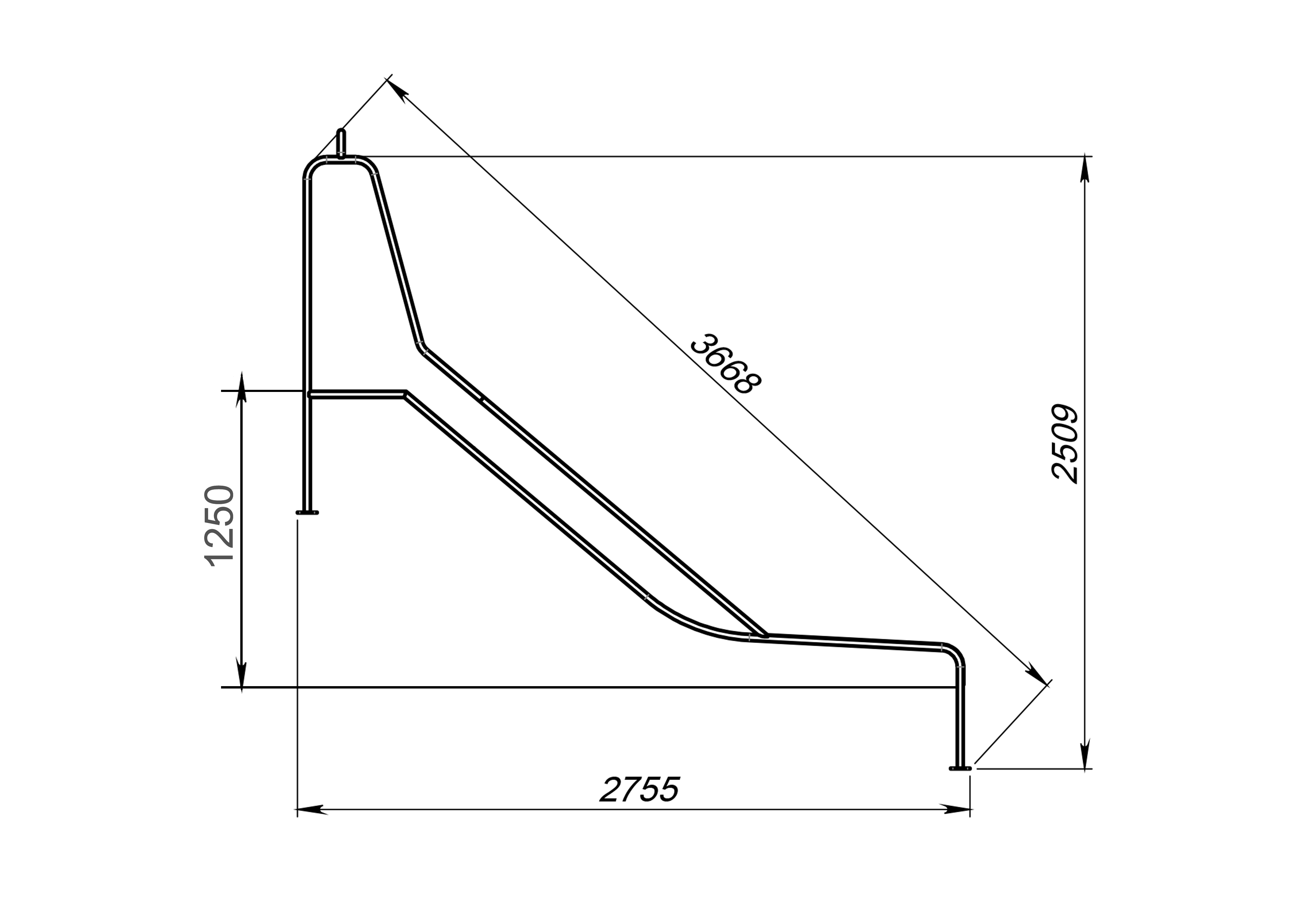 Горка отрытая 1250 х 1000, отдельностоящая