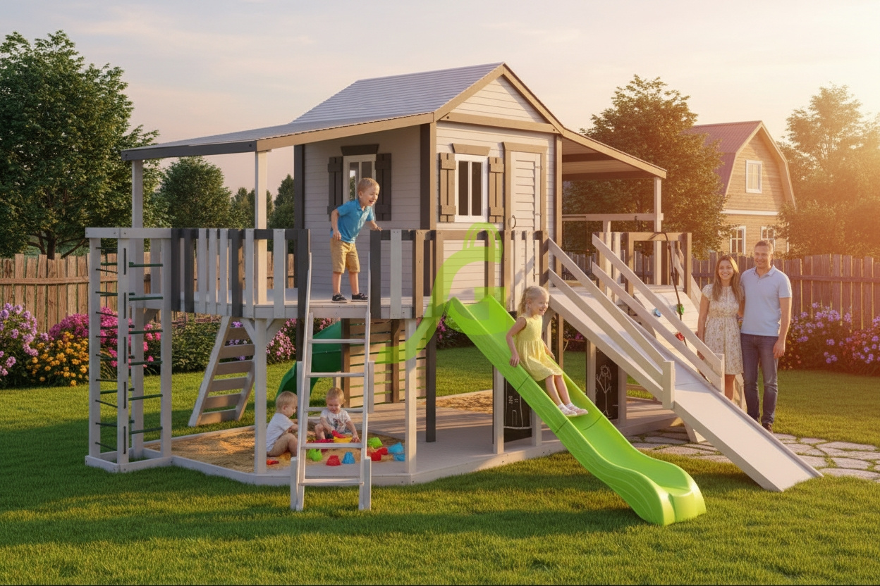 картинка Детская площадка IgraGrad Домик D1 мод.1 от магазина ИграГрад