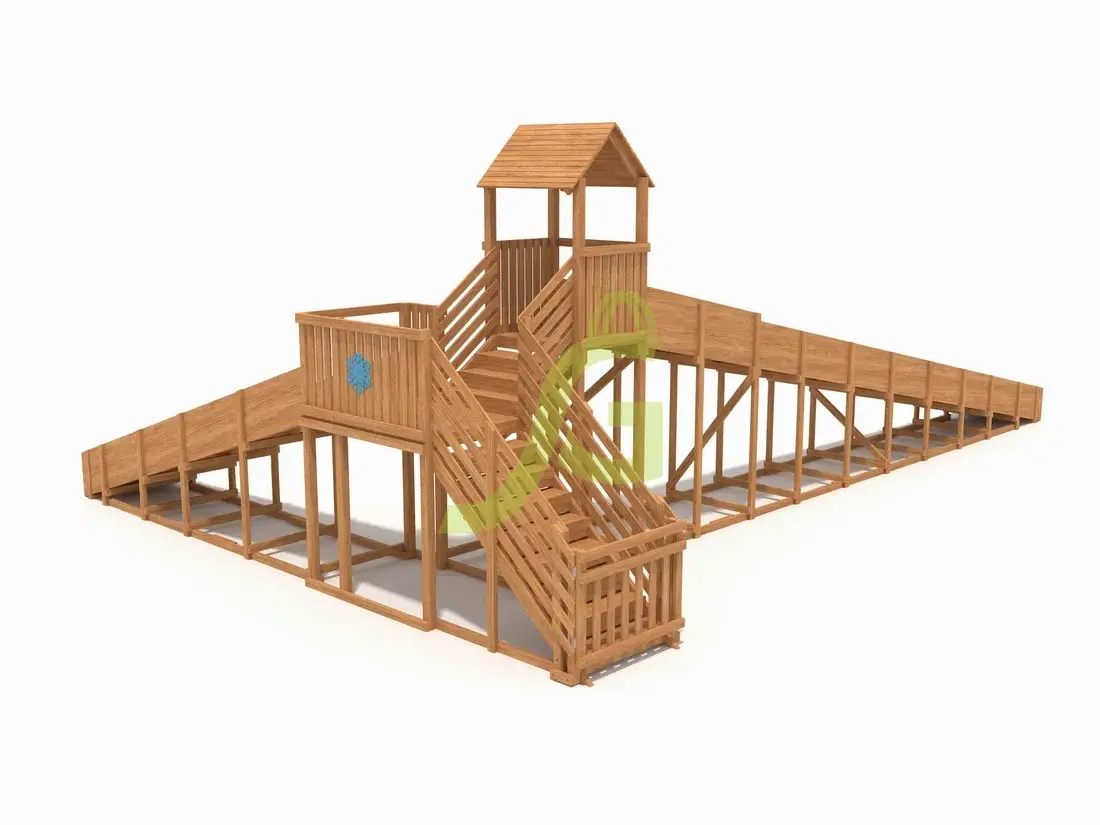 картинка Зимняя деревянная горка "IgraGrad Snow Fox 12 м" с двумя скатами мод.2 от магазина ИграГрад