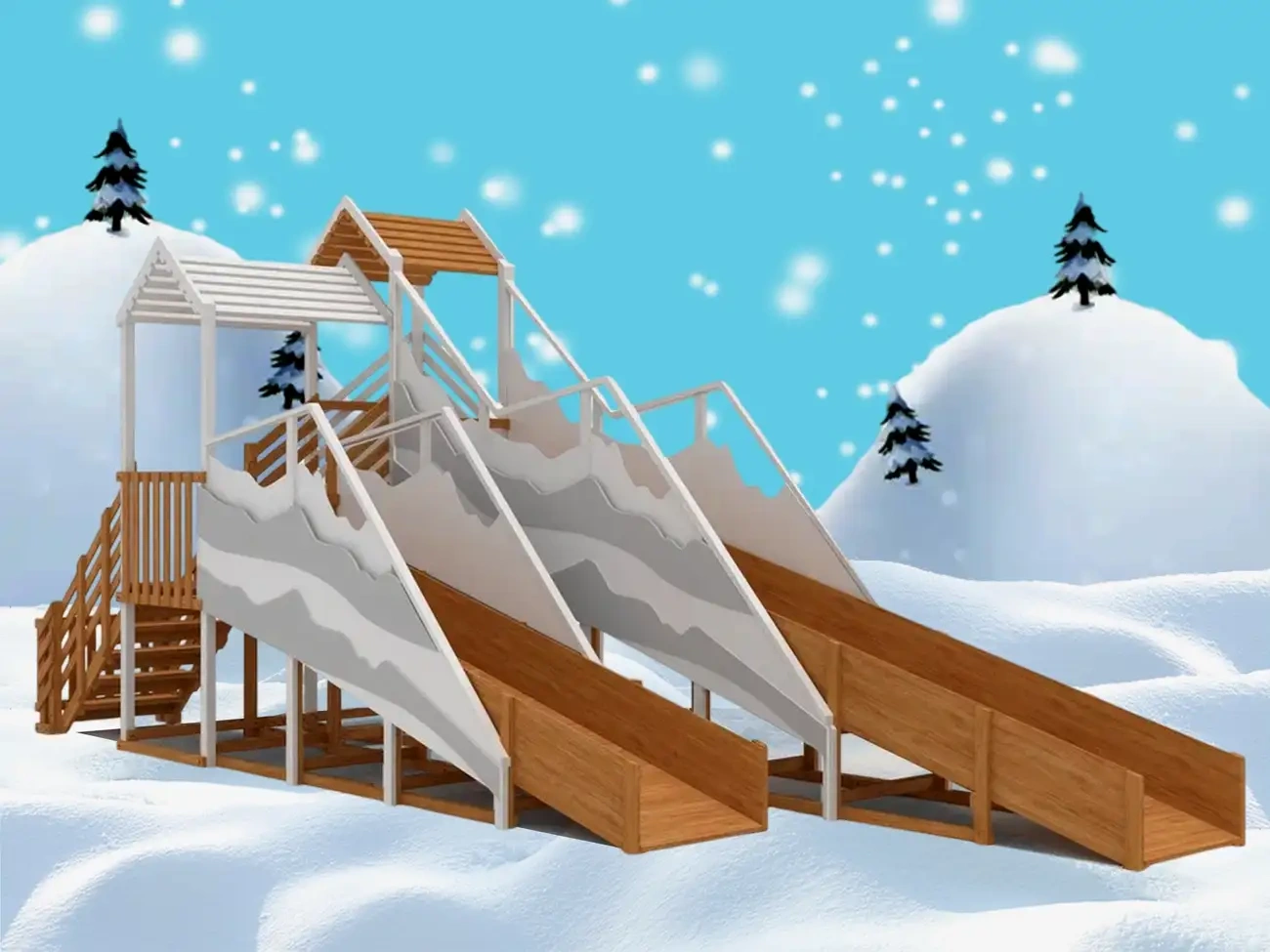 картинка Зимняя горка "IgraGrad Snow Fox", скат 8+5 м мод.2 от магазина ИграГрад