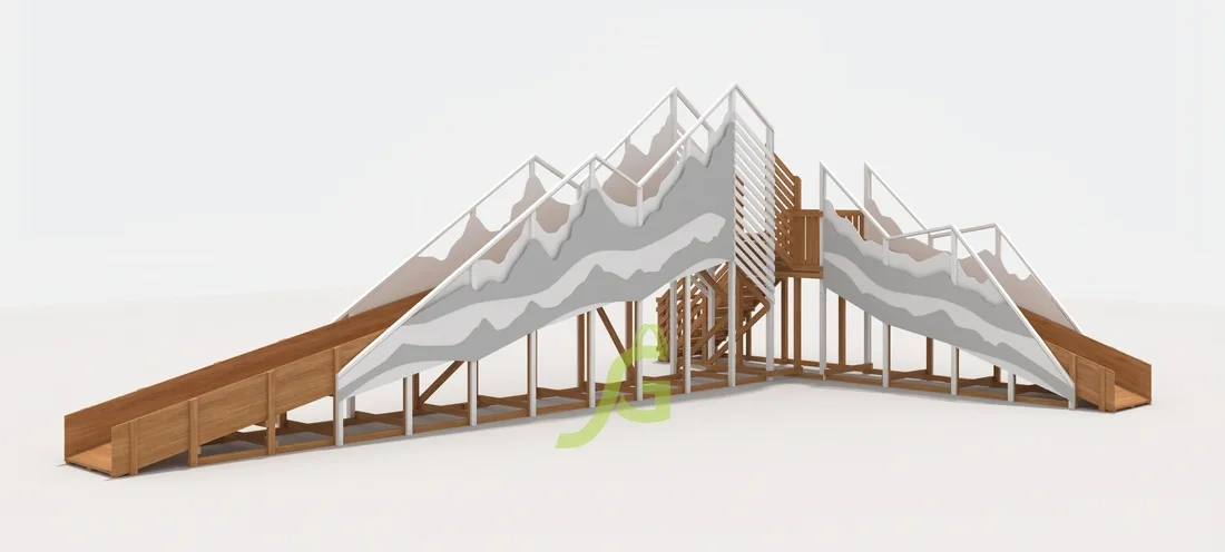 картинка Зимняя деревянная горка "IgraGrad Snow Fox 12 м" с двумя скатами мод.5 от магазина ИграГрад