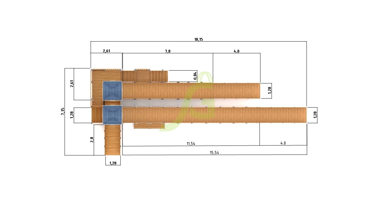 Зимняя деревянная горка "IgraGrad Snow Fox 17" с тремя скатами V4
