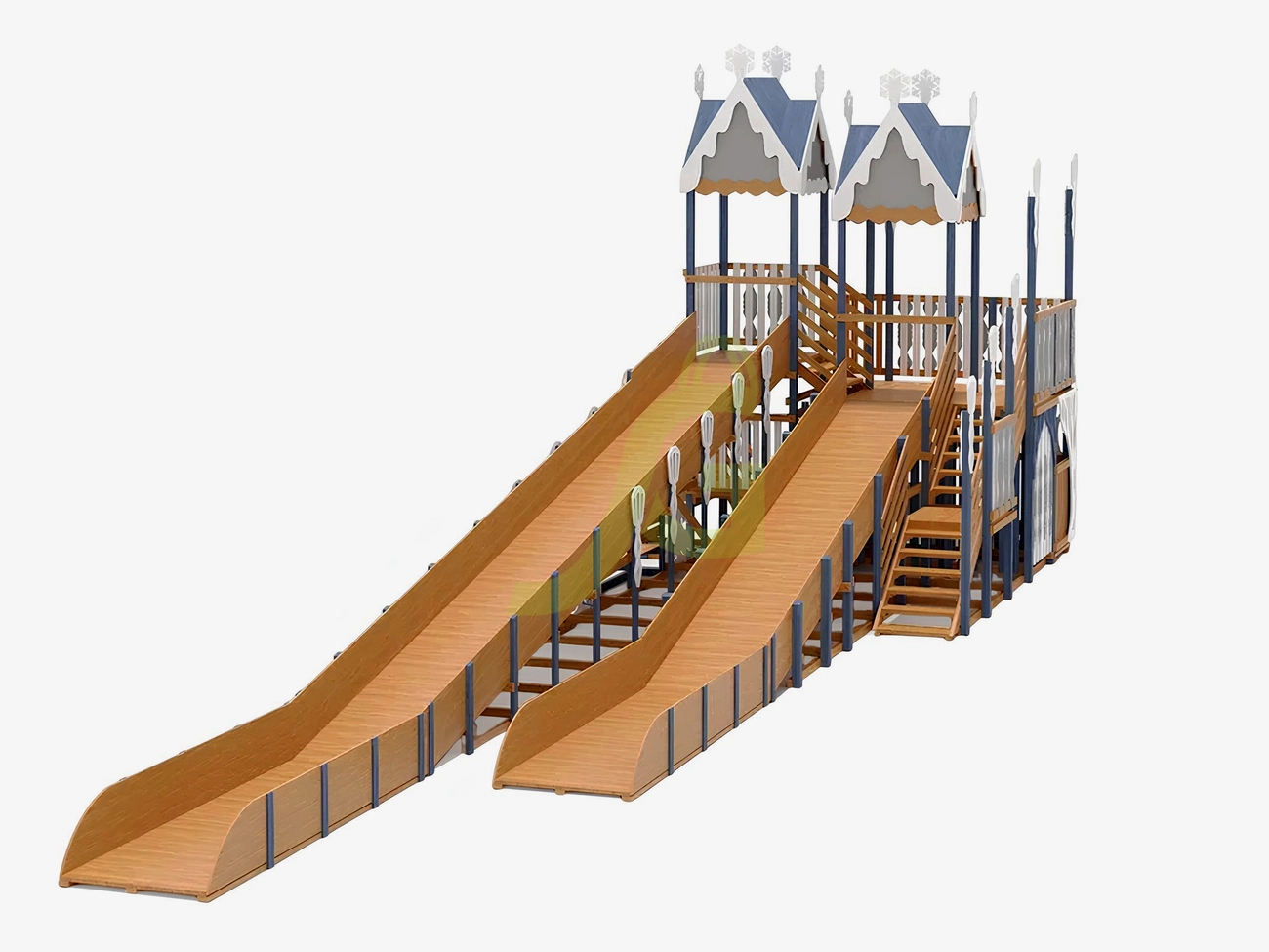 Зимняя деревянная горка "IgraGrad Snow Fox 17" с тремя скатами V4