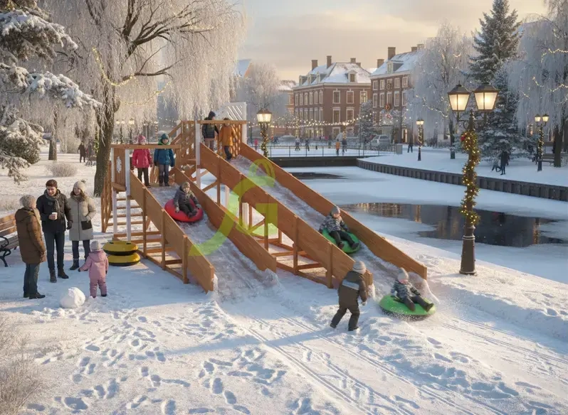 картинка Зимняя горка "IgraGrad Snow Fox", скат 8+5 м мод.3 от магазина ИграГрад