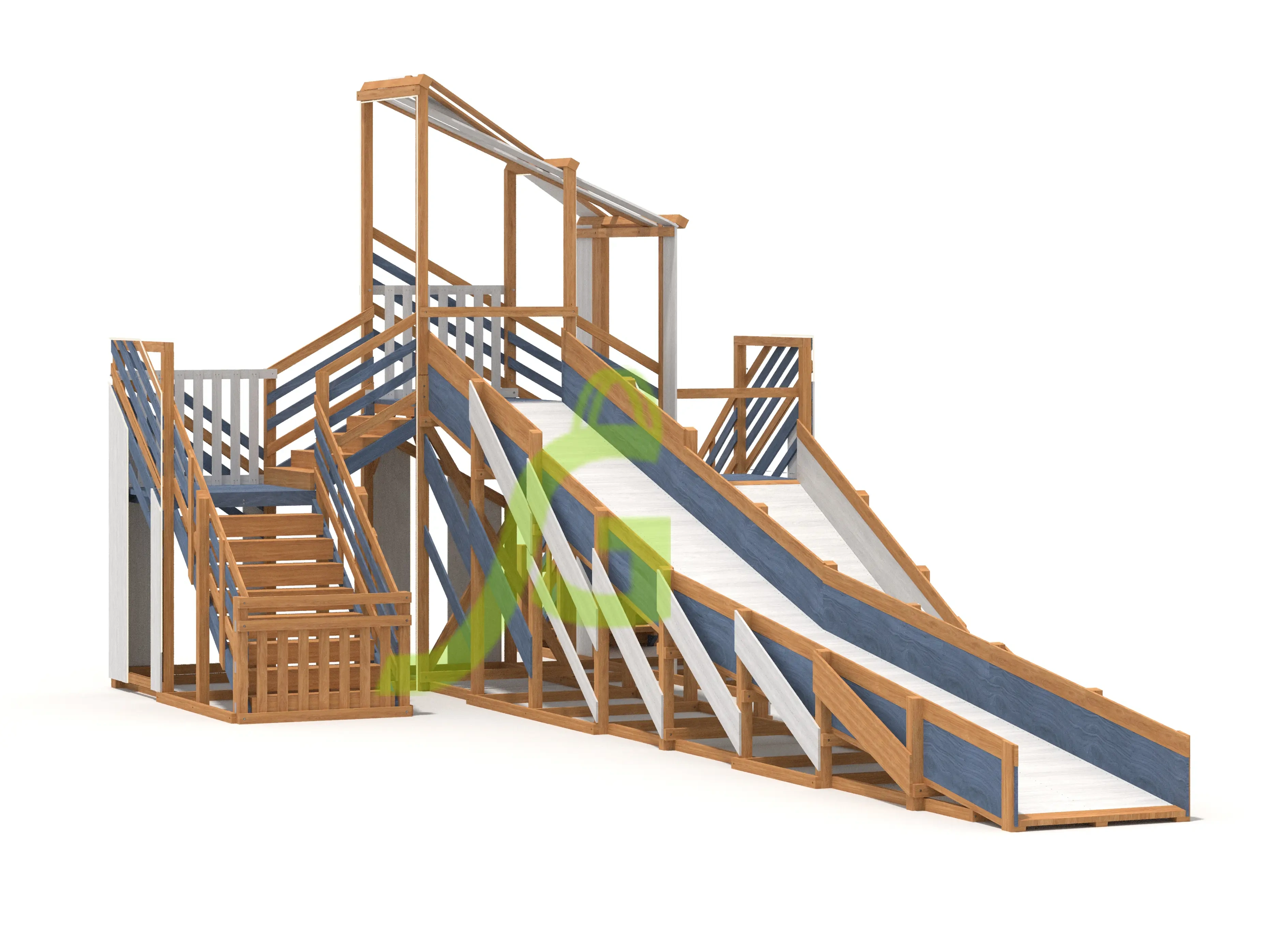 картинка Зимняя деревянная горка "IgraGrad Snow Fox 12 м" с двумя скатами мод.624 от магазина ИграГрад