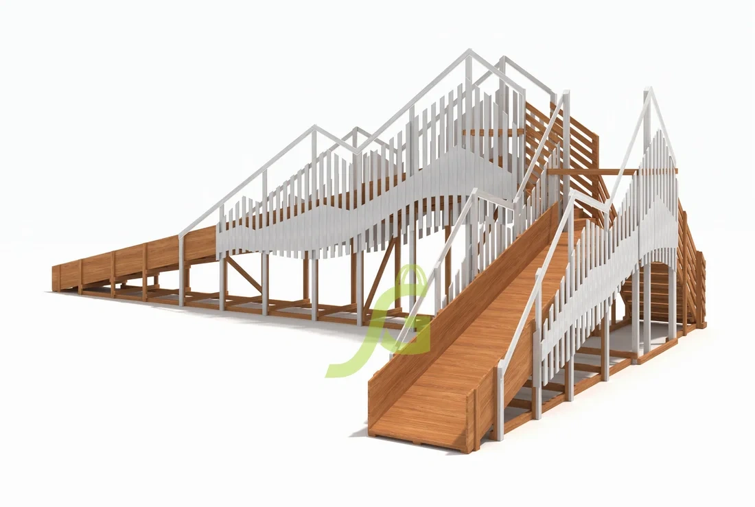 картинка Зимняя деревянная горка "IgraGrad Snow Fox 12 м" с двумя скатами мод.424 от магазина ИграГрад