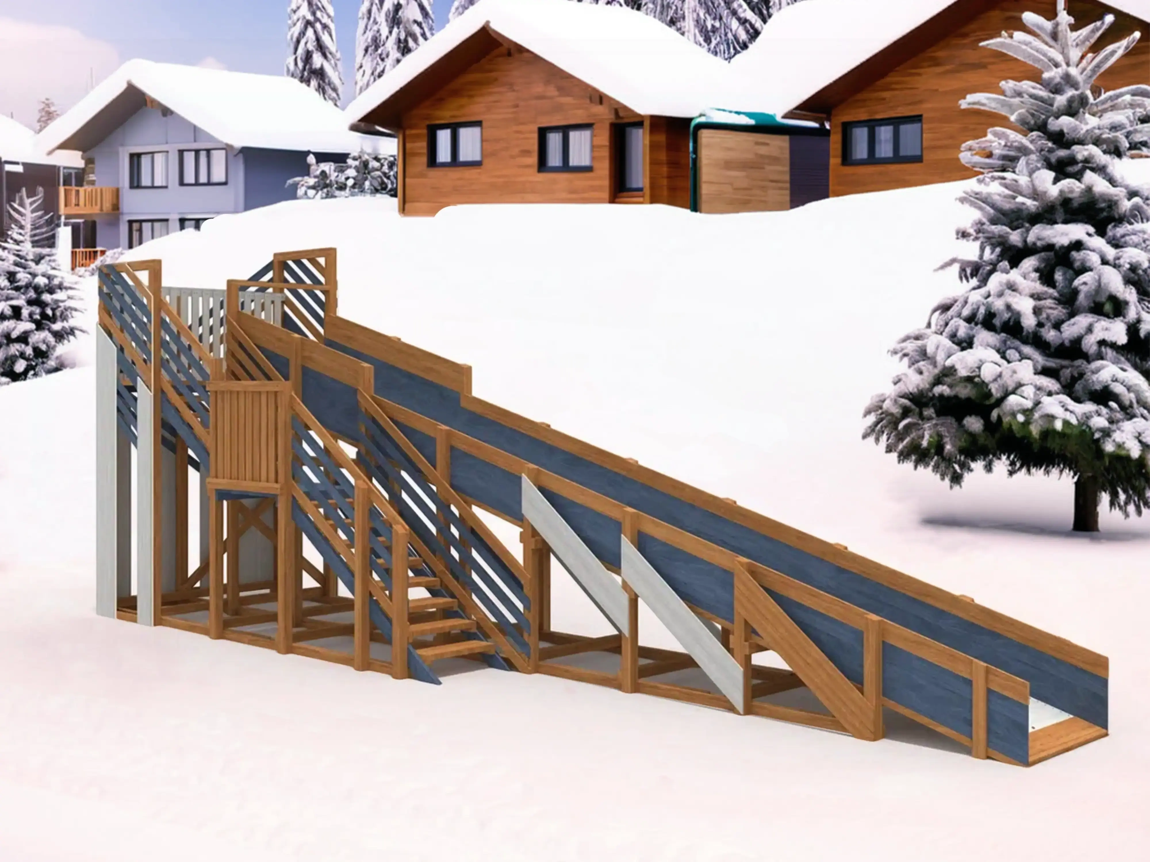 картинка Зимняя деревянная горка "IgraGrad Snow Fox", скат 10 м мод.4 от магазина ИграГрад