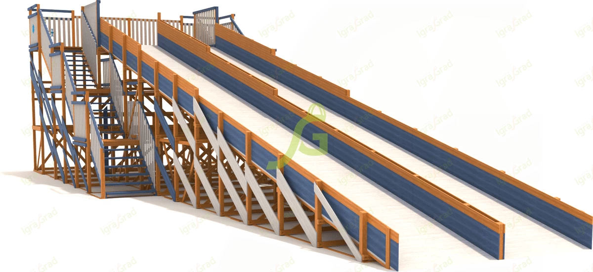 картинка Зимняя деревянная горка IgraGrad Snow Fox, скат 18 м мод.3 от магазина ИграГрад