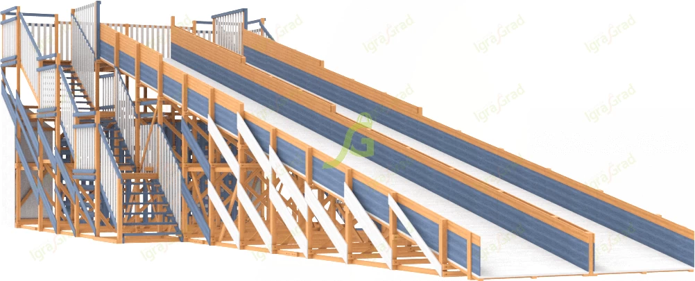 картинка Зимняя деревянная горка IgraGrad Snow Fox, скат 18 м мод.2 от магазина ИграГрад